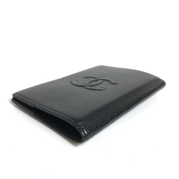 Authentic CHANEL CC Timeless Caviar Passport Holder Agenda Case Black Leather - Picture 4 of 8